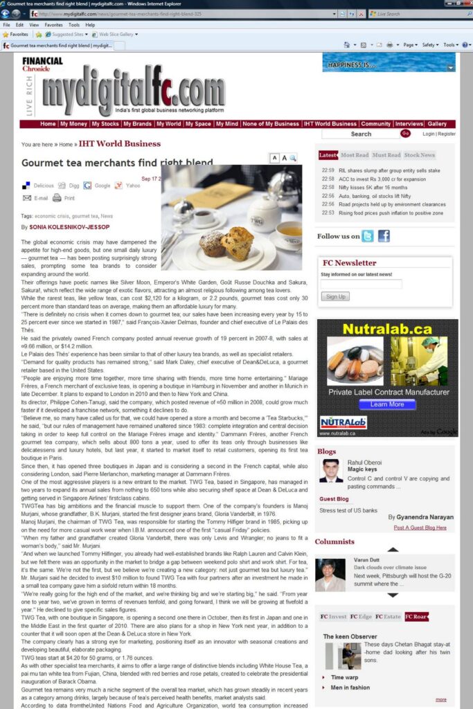 2009.09.17__Financial_Chronicle_India.com__TWG_Tea - FEATURED