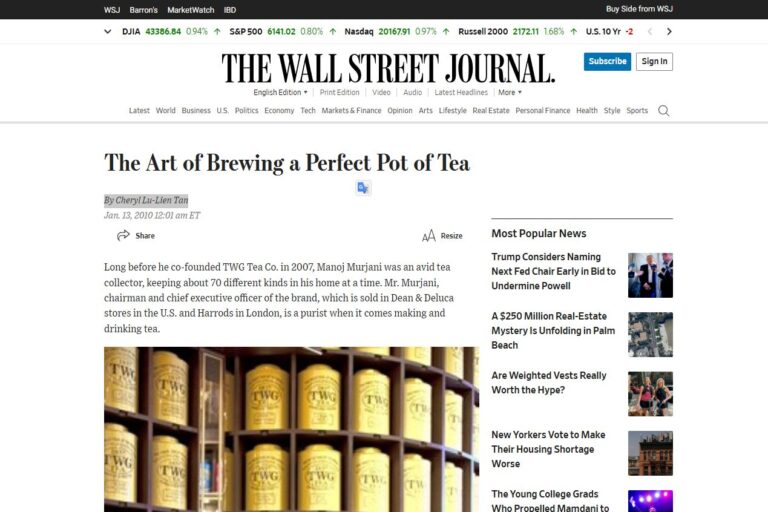 Wall Street Journal - Manoj Murjani JAN 2010